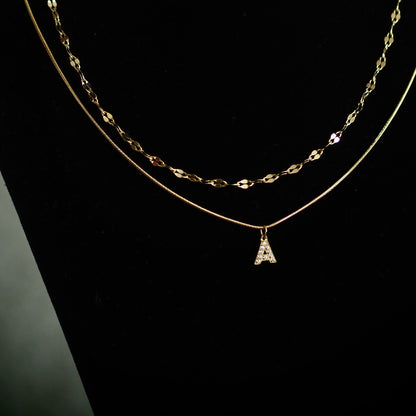 Initialenkette Edelstahl mit funkelndem Zirkonia